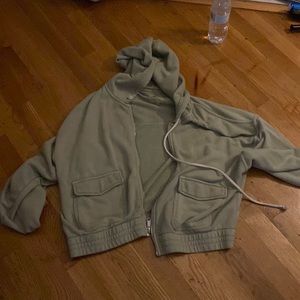 Aerie cropped zip up hoodie sweatshirt large
